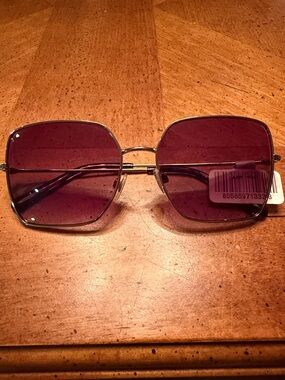 Dolce & Gabbana Gld Brn Grd Geometric Square Frame Sunglasses with Purple Lenses